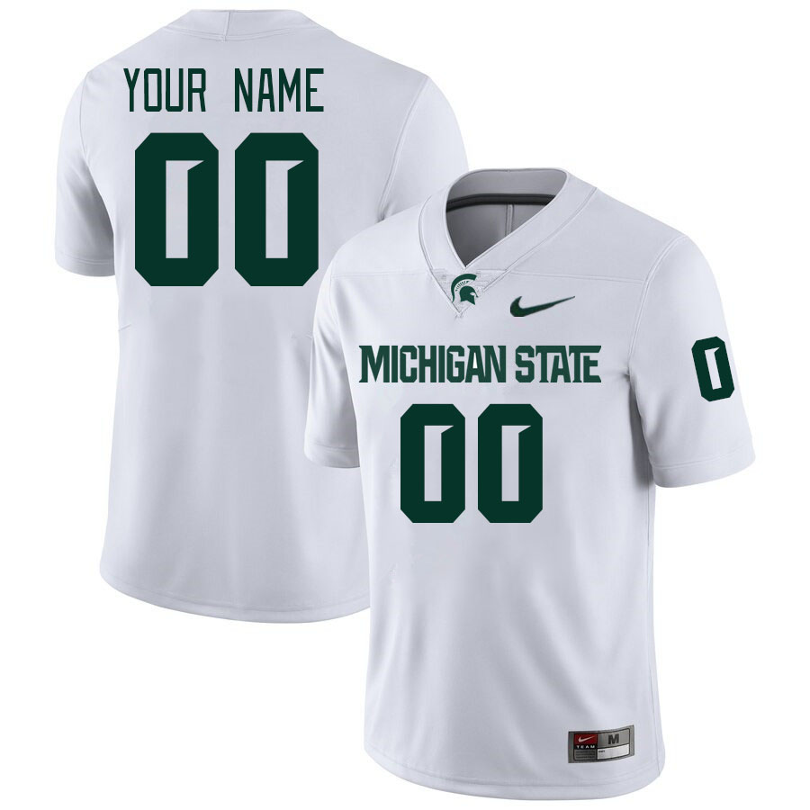 Custom Michigan State Spartans Name And Number College Football Jerseys Stitched-White - Click Image to Close